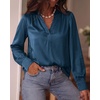 image:imageBTFBM Satin Blouses for Women Dressy Casual  LightweightV NeckLong Sleeve TopsGoing Out OutfitsFall Fashion ClothingDark Blue