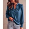 image:imageBTFBM Satin Blouses for Women Dressy Casual  LightweightV NeckLong Sleeve TopsGoing Out OutfitsFall Fashion ClothingDark Blue