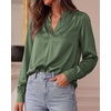 image:imageBTFBM Satin Blouses for Women Dressy Casual  LightweightV NeckLong Sleeve TopsGoing Out OutfitsFall Fashion ClothingDark Green
