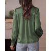 image:imageBTFBM Satin Blouses for Women Dressy Casual  LightweightV NeckLong Sleeve TopsGoing Out OutfitsFall Fashion ClothingDark Green