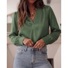 image:imageBTFBM Satin Blouses for Women Dressy Casual  LightweightV NeckLong Sleeve TopsGoing Out OutfitsFall Fashion ClothingDark Green
