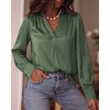 image:imageBTFBM Satin Blouses for Women Dressy Casual  LightweightV NeckLong Sleeve TopsGoing Out OutfitsFall Fashion ClothingDark Green