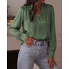 image:imageBTFBM Satin Blouses for Women Dressy Casual  LightweightV NeckLong Sleeve TopsGoing Out OutfitsFall Fashion ClothingDark Green