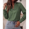 image:imageBTFBM Satin Blouses for Women Dressy Casual  LightweightV NeckLong Sleeve TopsGoing Out OutfitsFall Fashion ClothingDark Green