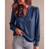 image:imageBTFBM Satin Blouses for Women Dressy Casual  LightweightV NeckLong Sleeve TopsGoing Out OutfitsFall Fashion ClothingNavy
