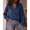 image:imageBTFBM Satin Blouses for Women Dressy Casual  LightweightV NeckLong Sleeve TopsGoing Out OutfitsFall Fashion ClothingNavy