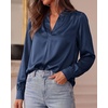 image:imageBTFBM Satin Blouses for Women Dressy Casual  LightweightV NeckLong Sleeve TopsGoing Out OutfitsFall Fashion ClothingNavy
