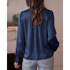 image:imageBTFBM Satin Blouses for Women Dressy Casual  LightweightV NeckLong Sleeve TopsGoing Out OutfitsFall Fashion ClothingNavy
