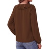 image:imageBTFBM Womens Fall Tops Ruffle Blouses Dressy Casual  Double Ruffled Collar V Neck Long Sleeve Shirts Lightweight Fashion Clothing 2026 Trendy Daily Business Office Work ClothesBrown