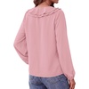 image:imageBTFBM Womens Fall Tops Ruffle Blouses Dressy Casual  Double Ruffled Collar V Neck Long Sleeve Shirts Lightweight Fashion Clothing 2026 Trendy Daily Business Office Work ClothesPink