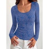 image:imageBTFBM Womens Long Sleeve Scoop Neck Shirts Floral Tops  Casual Women Fall Clothes Ribbed Slim Fitted TShirts y2k Fashion Clothing Concert Going Out Top Club Date Night OutfitsRoyal Blue