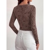 image:imageBTFBM Womens Long Sleeve Scoop Neck Shirts Floral Tops  Casual Women Fall Clothes Ribbed Slim Fitted TShirts y2k Fashion Clothing Concert Going Out Top Club Date Night OutfitsBrown