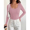 image:imageBTFBM Womens Long Sleeve Scoop Neck Shirts Floral Tops  Casual Women Fall Clothes Ribbed Slim Fitted TShirts y2k Fashion Clothing Concert Going Out Top Club Date Night OutfitsPink