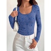 image:imageBTFBM Womens Long Sleeve Scoop Neck Shirts Floral Tops  Casual Women Fall Clothes Ribbed Slim Fitted TShirts y2k Fashion Clothing Concert Going Out Top Club Date Night OutfitsRoyal Blue