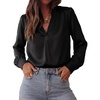 image:imageBTFBM Satin Blouses for Women Dressy Casual  LightweightV NeckLong Sleeve TopsGoing Out OutfitsFall Fashion ClothingBlack