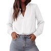 image:imageBTFBM Satin Blouses for Women Dressy Casual  LightweightV NeckLong Sleeve TopsGoing Out OutfitsFall Fashion ClothingWhite