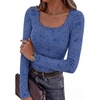 image:imageBTFBM Womens Long Sleeve Scoop Neck Shirts Floral Tops  Casual Women Fall Clothes Ribbed Slim Fitted TShirts y2k Fashion Clothing Concert Going Out Top Club Date Night OutfitsRoyal Blue