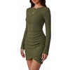 image:imageBTFBM Womens Long Sleeve Bodycon Mini Dress  LightweightRuchedRibbedHomecoming Cocktail DressesFall Winter Clothing 2026Army Green