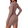 image:imageBTFBM Womens Long Sleeve Bodycon Mini Dress  LightweightRuchedRibbedHomecoming Cocktail DressesFall Winter Clothing 2026Pink