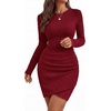 image:imageBTFBM Womens Long Sleeve Bodycon Mini Dress  LightweightRuchedRibbedHomecoming Cocktail DressesFall Winter Clothing 2026Red