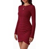 image:imageBTFBM Womens Long Sleeve Bodycon Mini Dress  LightweightRuchedRibbedHomecoming Cocktail DressesFall Winter Clothing 2026Red