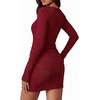 image:imageBTFBM Womens Long Sleeve Bodycon Mini Dress  LightweightRuchedRibbedHomecoming Cocktail DressesFall Winter Clothing 2026Red