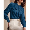 image:imageBTFBM Women Satin Blouses Bow Tie Work Business Casual Tops  Ruched Button Cuff Long Sleeve Top Dressy Silk Blouse Elegant Daily Professional Office Clothes Early Fall Fashion 2026Blue Green