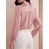 image:imageBTFBM Women Satin Blouses Bow Tie Work Business Casual Tops  Ruched Button Cuff Long Sleeve Top Dressy Silk Blouse Elegant Daily Professional Office Clothes Early Fall Fashion 2026Pink