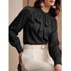 image:imageBTFBM Women Satin Blouses Bow Tie Work Business Casual Tops  Ruched Button Cuff Long Sleeve Top Dressy Silk Blouse Elegant Daily Professional Office Clothes Early Fall Fashion 2026Black