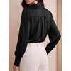 image:imageBTFBM Women Satin Blouses Bow Tie Work Business Casual Tops  Ruched Button Cuff Long Sleeve Top Dressy Silk Blouse Elegant Daily Professional Office Clothes Early Fall Fashion 2026Black