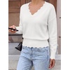 image:imageBTFBM Fall Long Sleeve Sweaters for Women  V NeckDrop ShouldersScallop EdgesLightweight Knit Sweaters TopDaily WearHolidayChristmasWinter Clothing 2026White