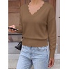 image:imageBTFBM Fall Long Sleeve Sweaters for Women  V NeckDrop ShouldersScallop EdgesLightweight Knit Sweaters TopDaily WearHolidayChristmasWinter Clothing 2026Camel