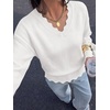 image:imageBTFBM Fall Long Sleeve Sweaters for Women  V NeckDrop ShouldersScallop EdgesLightweight Knit Sweaters TopDaily WearHolidayChristmasWinter Clothing 2026White