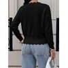 image:imageBTFBM Fall Long Sleeve Sweaters for Women  V NeckDrop ShouldersScallop EdgesLightweight Knit Sweaters TopDaily WearHolidayChristmasWinter Clothing 2026Black