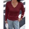 image:imageBTFBM Fall Long Sleeve Sweaters for Women  V NeckDrop ShouldersScallop EdgesLightweight Knit Sweaters TopDaily WearHolidayChristmasWinter Clothing 2026Burgundy