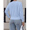image:imageBTFBM Fall Long Sleeve Sweaters for Women  V NeckDrop ShouldersScallop EdgesLightweight Knit Sweaters TopDaily WearHolidayChristmasWinter Clothing 2026Light Blue