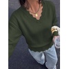 image:imageBTFBM Fall Long Sleeve Sweaters for Women  V NeckDrop ShouldersScallop EdgesLightweight Knit Sweaters TopDaily WearHolidayChristmasWinter Clothing 2026Army Green