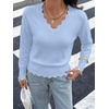 image:imageBTFBM Fall Long Sleeve Sweaters for Women  V NeckDrop ShouldersScallop EdgesLightweight Knit Sweaters TopDaily WearHolidayChristmasWinter Clothing 2026Light Blue