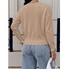 image:imageBTFBM Fall Long Sleeve Sweaters for Women  V NeckDrop ShouldersScallop EdgesLightweight Knit Sweaters TopDaily WearHolidayChristmasWinter Clothing 2026Khaki