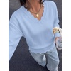 image:imageBTFBM Fall Long Sleeve Sweaters for Women  V NeckDrop ShouldersScallop EdgesLightweight Knit Sweaters TopDaily WearHolidayChristmasWinter Clothing 2026Light Blue