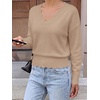 image:imageBTFBM Fall Long Sleeve Sweaters for Women  V NeckDrop ShouldersScallop EdgesLightweight Knit Sweaters TopDaily WearHolidayChristmasWinter Clothing 2026Khaki
