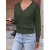 image:imageBTFBM Fall Long Sleeve Sweaters for Women  V NeckDrop ShouldersScallop EdgesLightweight Knit Sweaters TopDaily WearHolidayChristmasWinter Clothing 2026Army Green