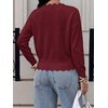 image:imageBTFBM Fall Long Sleeve Sweaters for Women  V NeckDrop ShouldersScallop EdgesLightweight Knit Sweaters TopDaily WearHolidayChristmasWinter Clothing 2026Burgundy