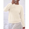 image:imageBTFBM Fall Long Sleeve Sweaters for Women Trendy  Lightweight Knit Sweater Cute 3D Flower Embroidery Crew Neck TopsBusiness CasualHoliday2026 Winter ClothesBeige