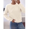image:imageBTFBM Fall Long Sleeve Sweaters for Women Trendy  Lightweight Knit Sweater Cute 3D Flower Embroidery Crew Neck TopsBusiness CasualHoliday2026 Winter ClothesBeige