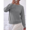 image:imageBTFBM Fall Long Sleeve Sweaters for Women Trendy  Lightweight Knit Sweater Cute 3D Flower Embroidery Crew Neck TopsBusiness CasualHoliday2026 Winter ClothesGrey