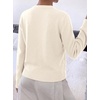 image:imageBTFBM Fall Long Sleeve Sweaters for Women Trendy  Lightweight Knit Sweater Cute 3D Flower Embroidery Crew Neck TopsBusiness CasualHoliday2026 Winter ClothesBeige
