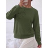 image:imageBTFBM Fall Long Sleeve Sweaters for Women Trendy  Lightweight Knit Sweater Cute 3D Flower Embroidery Crew Neck TopsBusiness CasualHoliday2026 Winter ClothesArmy Green
