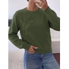 image:imageBTFBM Fall Long Sleeve Sweaters for Women Trendy  Lightweight Knit Sweater Cute 3D Flower Embroidery Crew Neck TopsBusiness CasualHoliday2026 Winter ClothesArmy Green