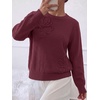 image:imageBTFBM Fall Long Sleeve Sweaters for Women Trendy  Lightweight Knit Sweater Cute 3D Flower Embroidery Crew Neck TopsBusiness CasualHoliday2026 Winter ClothesBurgundy